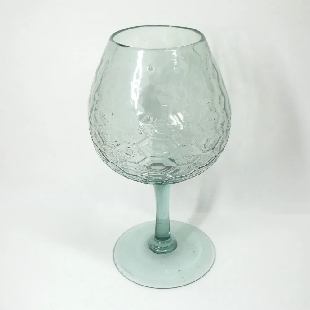 Empoli Glass Light Blue Optic Footed Pedestal Vase Snifter Large 12